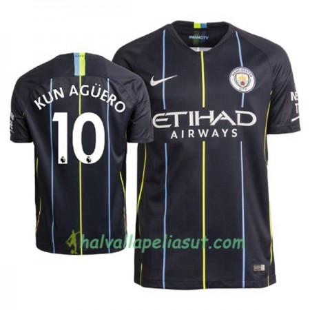 Jalkapallo Pelipaidat Manchester City Aguero 10 Vieraspaita 2018-2019 Lyhythihainen